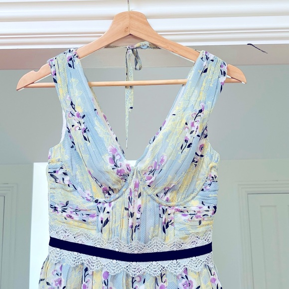 Self-Portrait | Tiered Floral Print Chiffon Mini Dress - Size US 0/UK 4 - Picture 2 of 4